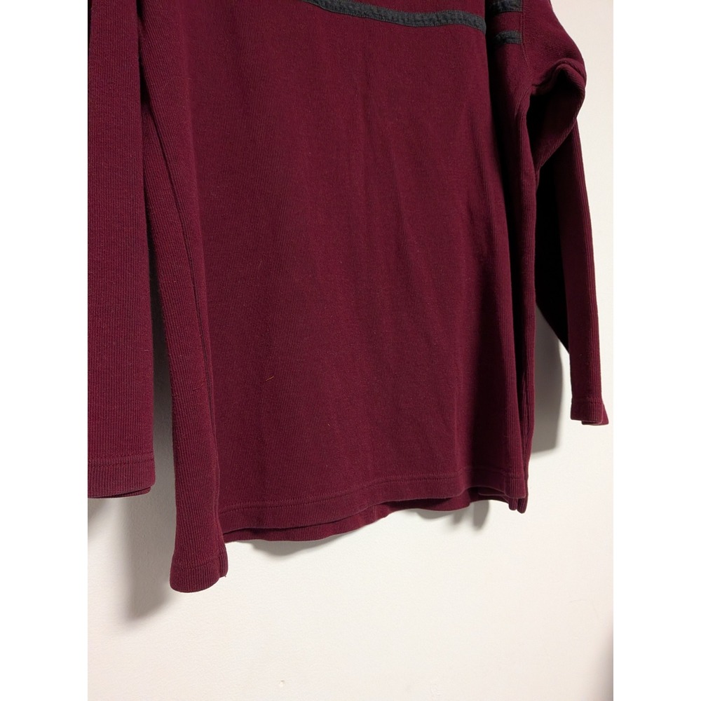 Van Heusen Mens Small Burgundy Ribbed Cotton Long Sleeve‎ Shirt Grey Stripe Crew - Picture 6 of 12